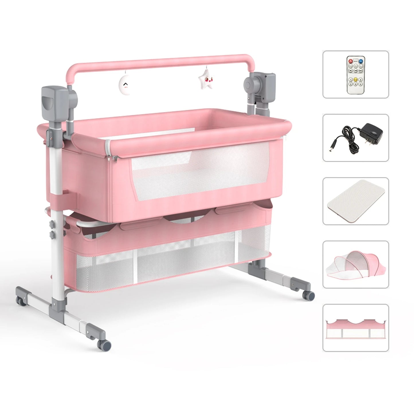 Portable Baby Rocking Bassinet Bedside Co-Sleeper For Newborns