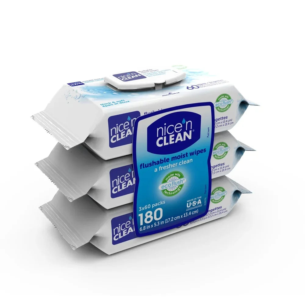 Eco-Friendly Flushable Wet Wipes Aloe Vitamin E Hypoallergenic Septic Safe