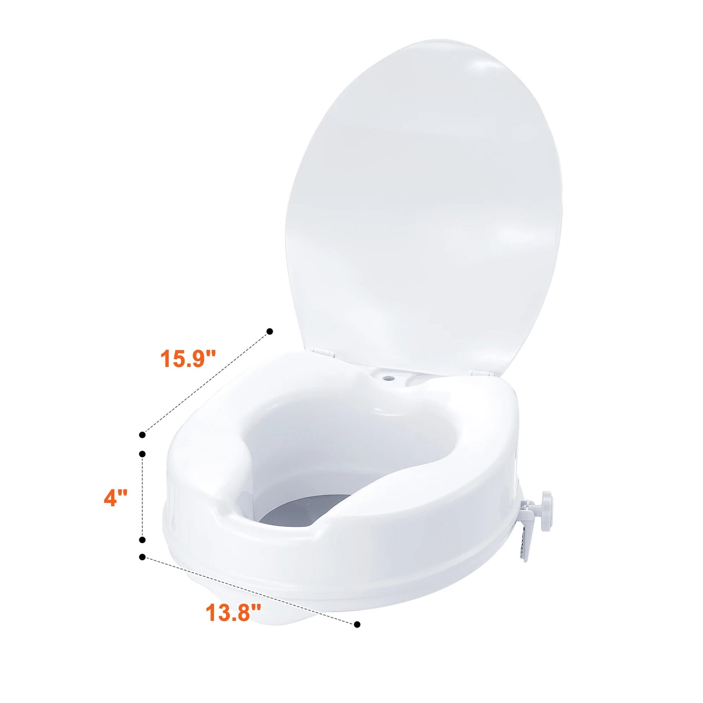 Raised Toilet Seat 300 Lbs Screw Locking for Elderly Handicap