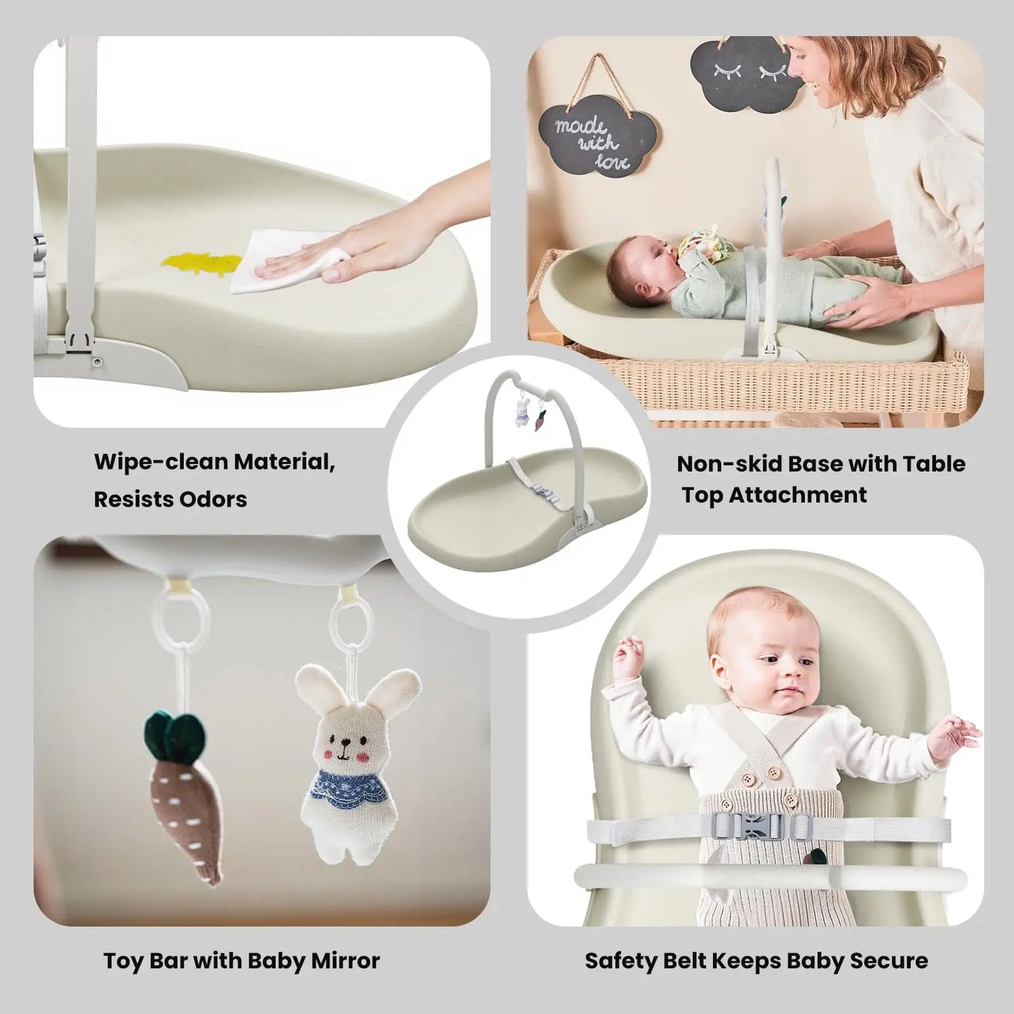 Multi Function Baby Changing Mat With Safety Harness And Waterproof