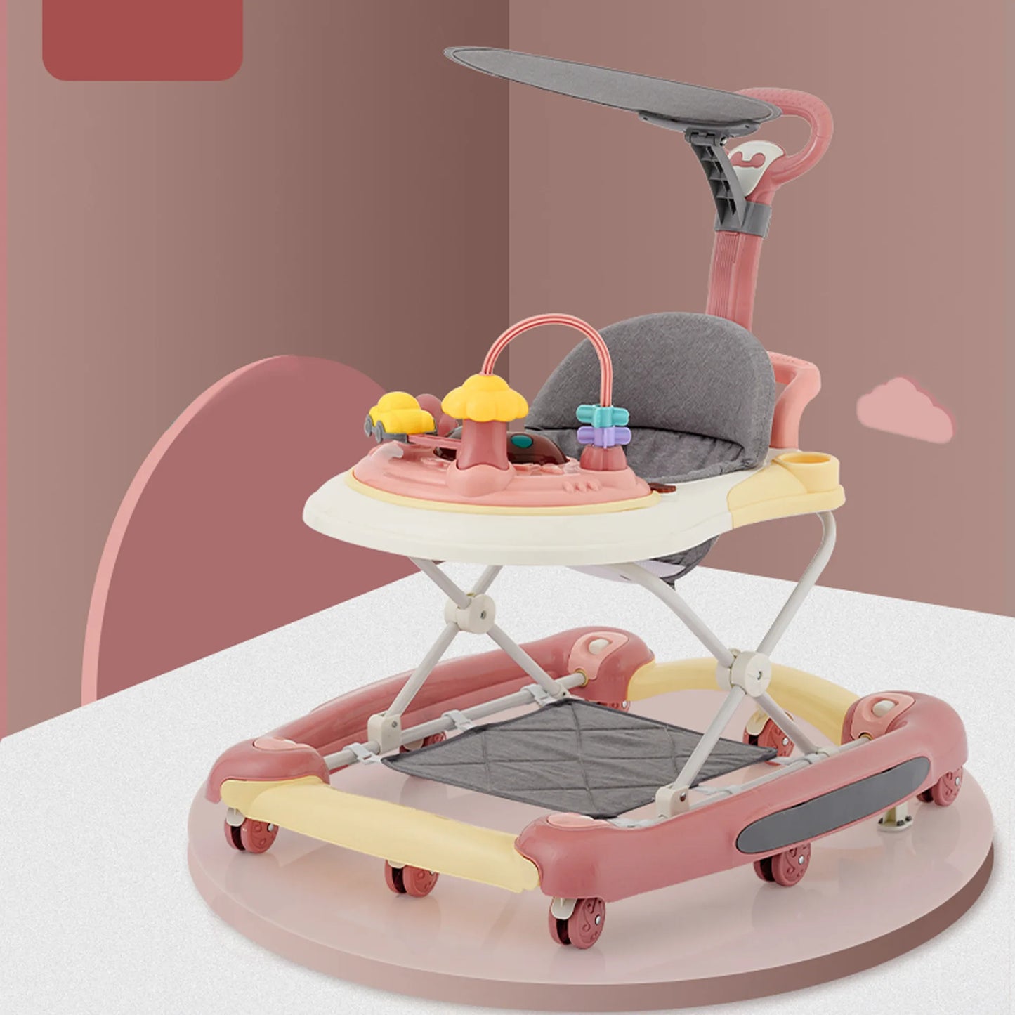 5-In-1 Foldable Baby Walker With Universal Wheels And Anti-Roll