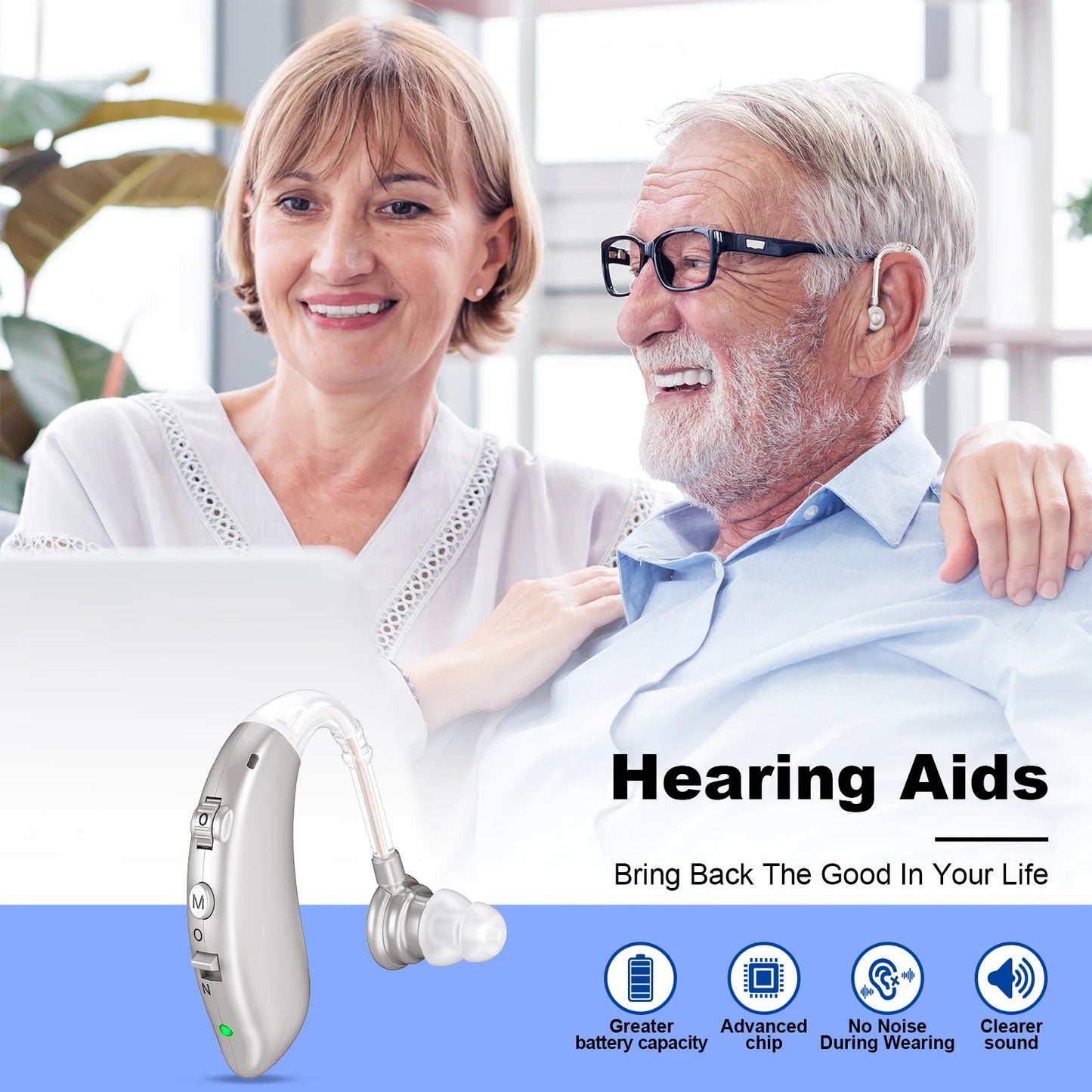 KFCOPTEE Invisible Hearing Aids Pair Volume Adjustable Rechargeable