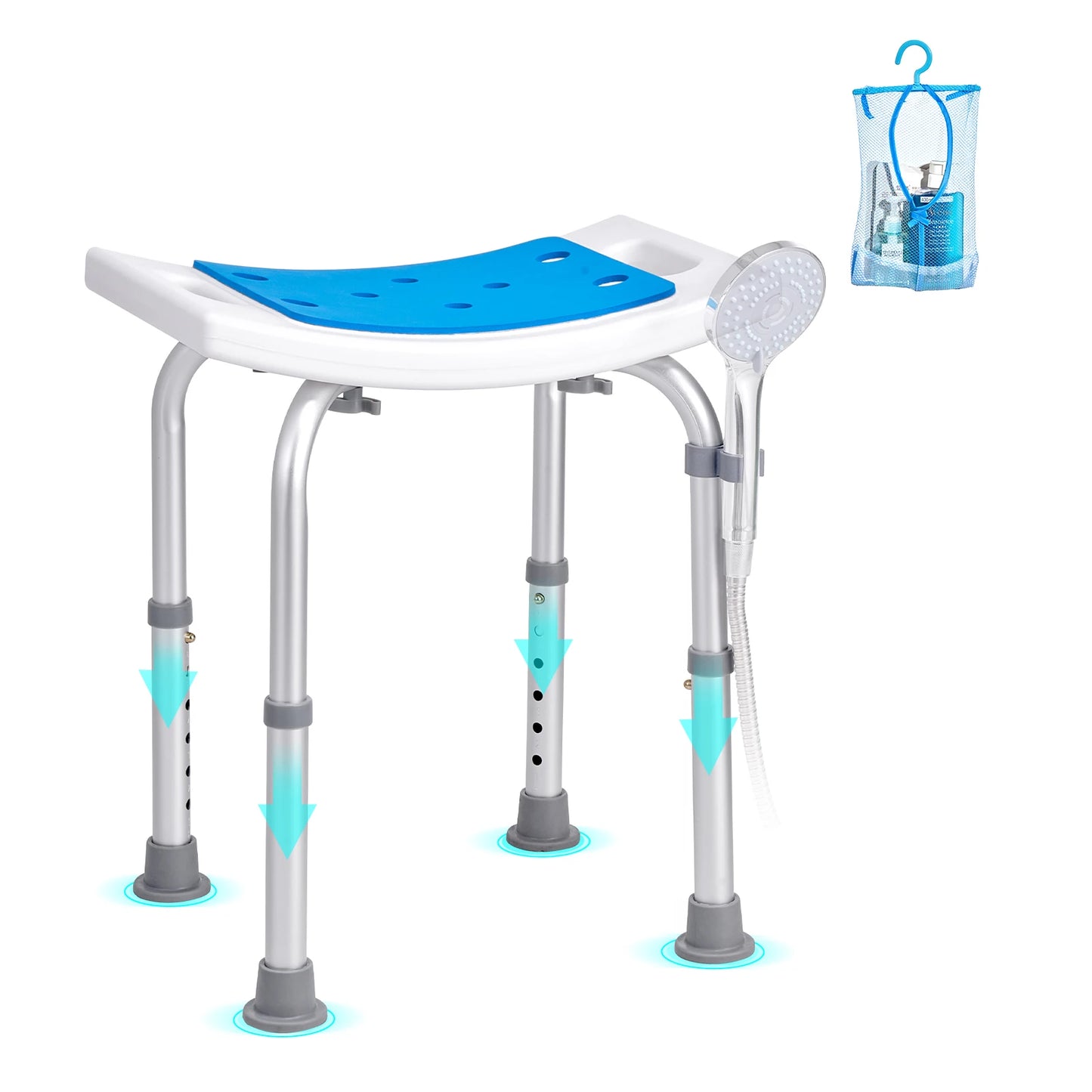 SucceBuy Adjustable Shower Chair With Built In Handles