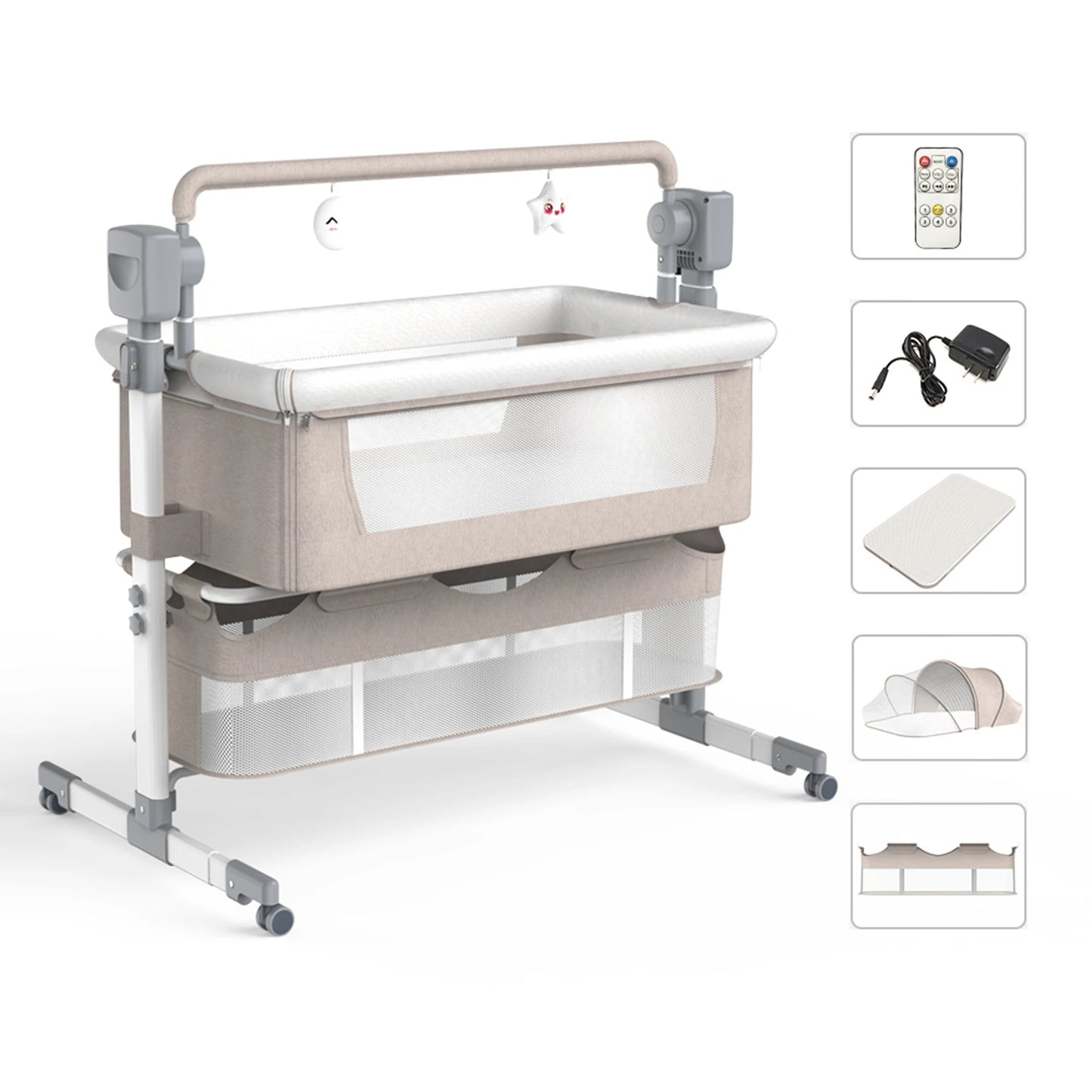 Portable Baby Rocking Bassinet Bedside Co-Sleeper For Newborns