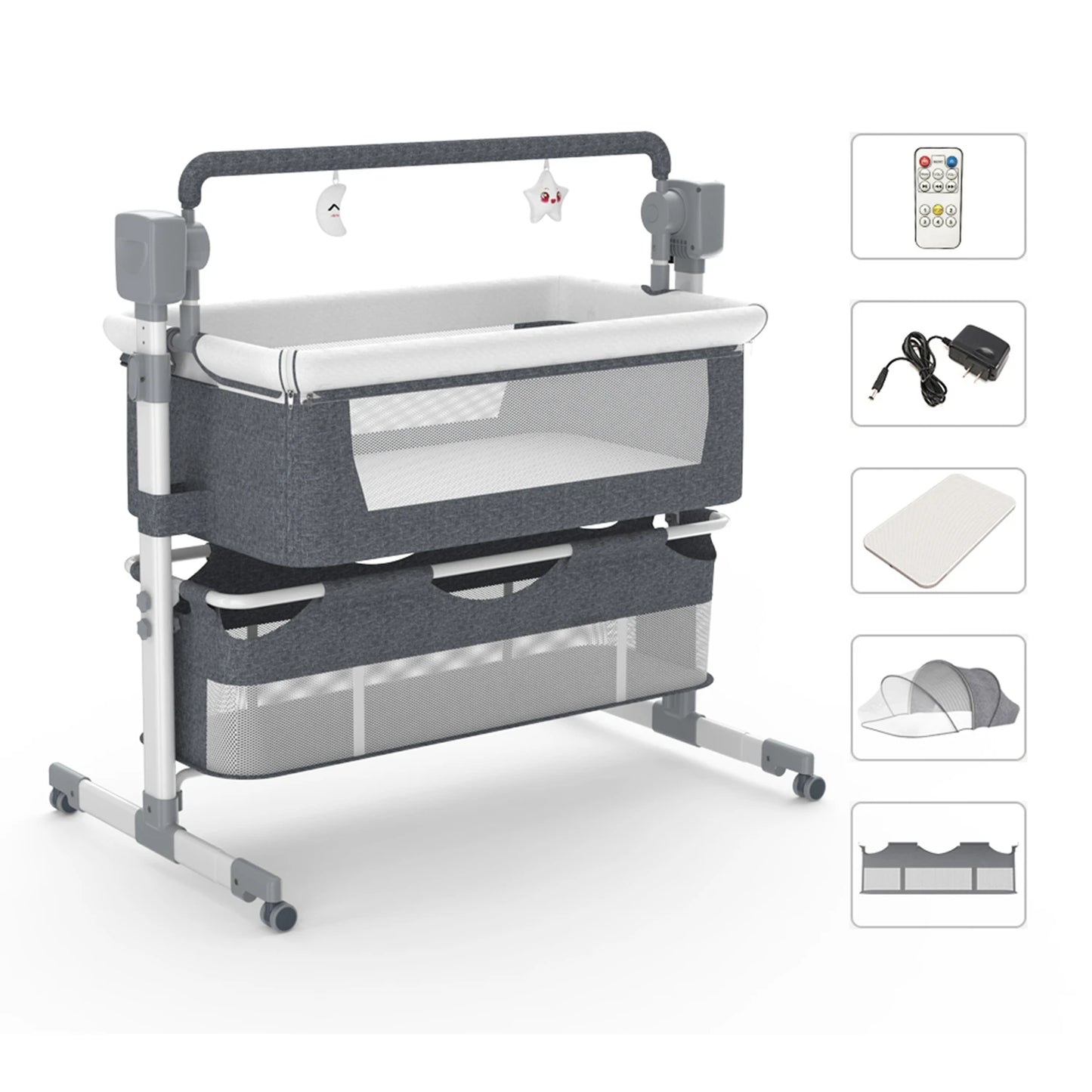 Portable Baby Rocking Bassinet Bedside Co-Sleeper For Newborns