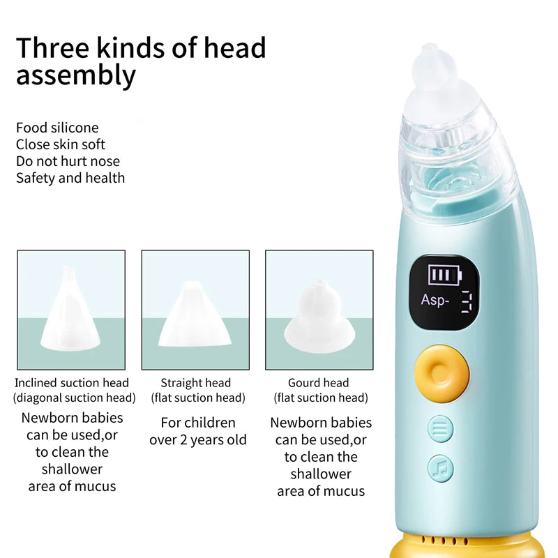 Hansqui Electric Baby Nasal Aspirator With 3 Silicone Nozzles Rechargeable