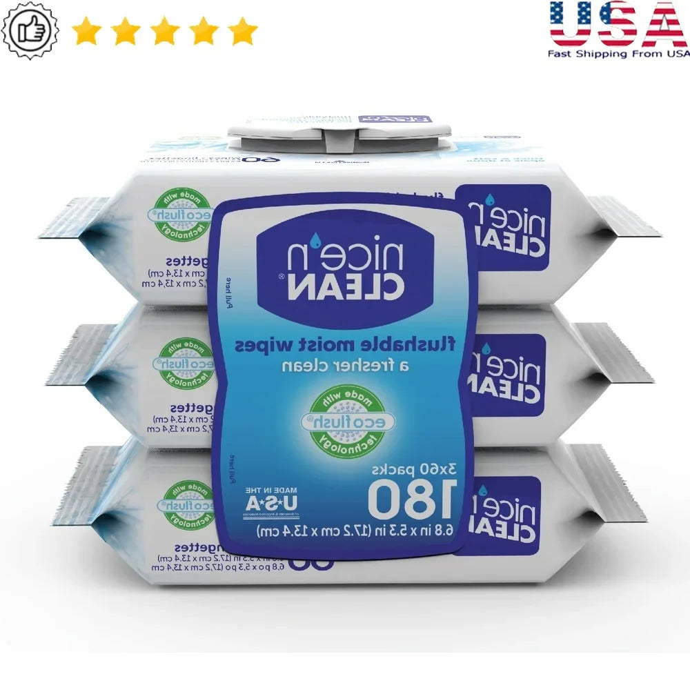 Eco-Friendly Flushable Wet Wipes Aloe Vitamin E Hypoallergenic Septic Safe