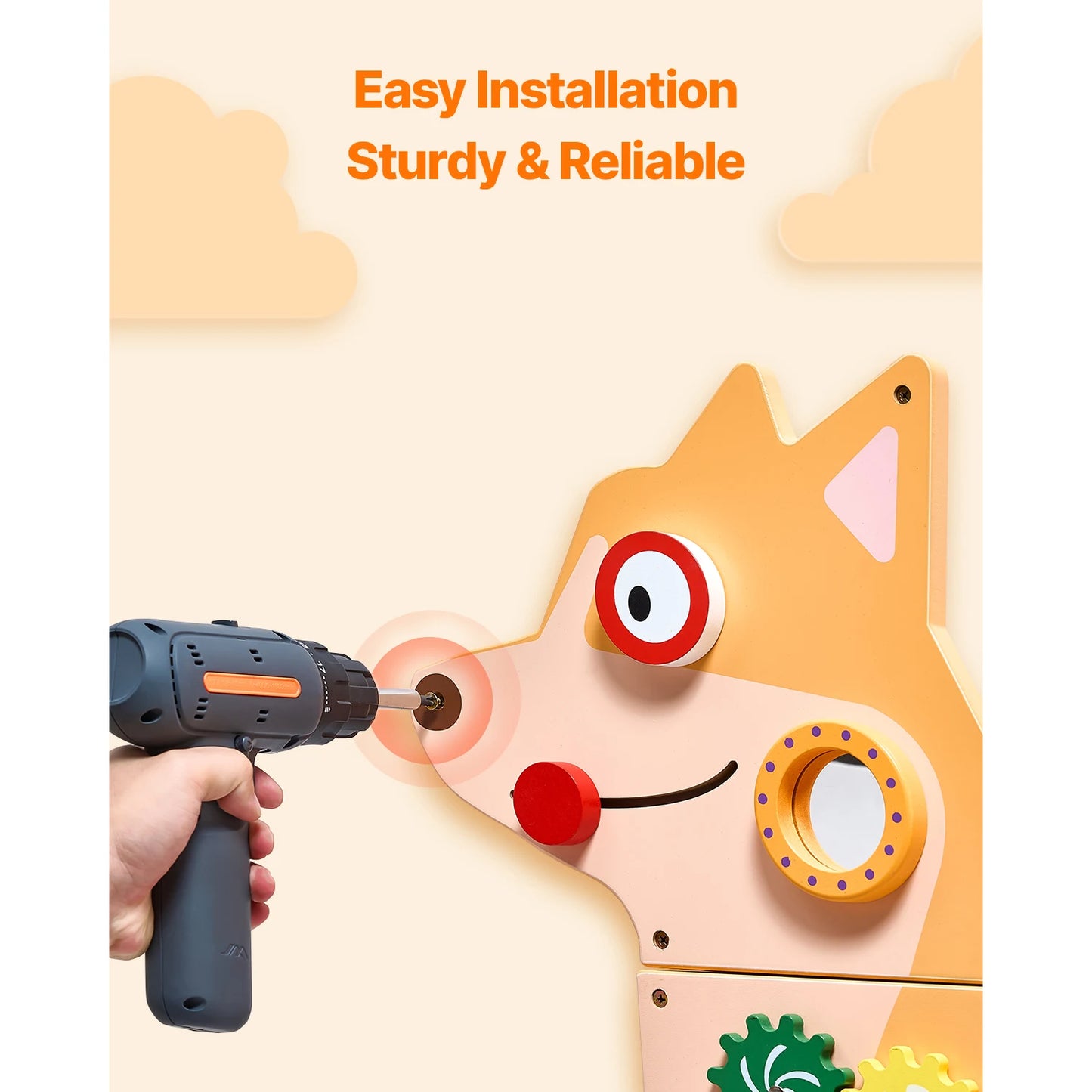 SucceBuy Puppy Kids Wall Busy Panels Montessori Sensory Center