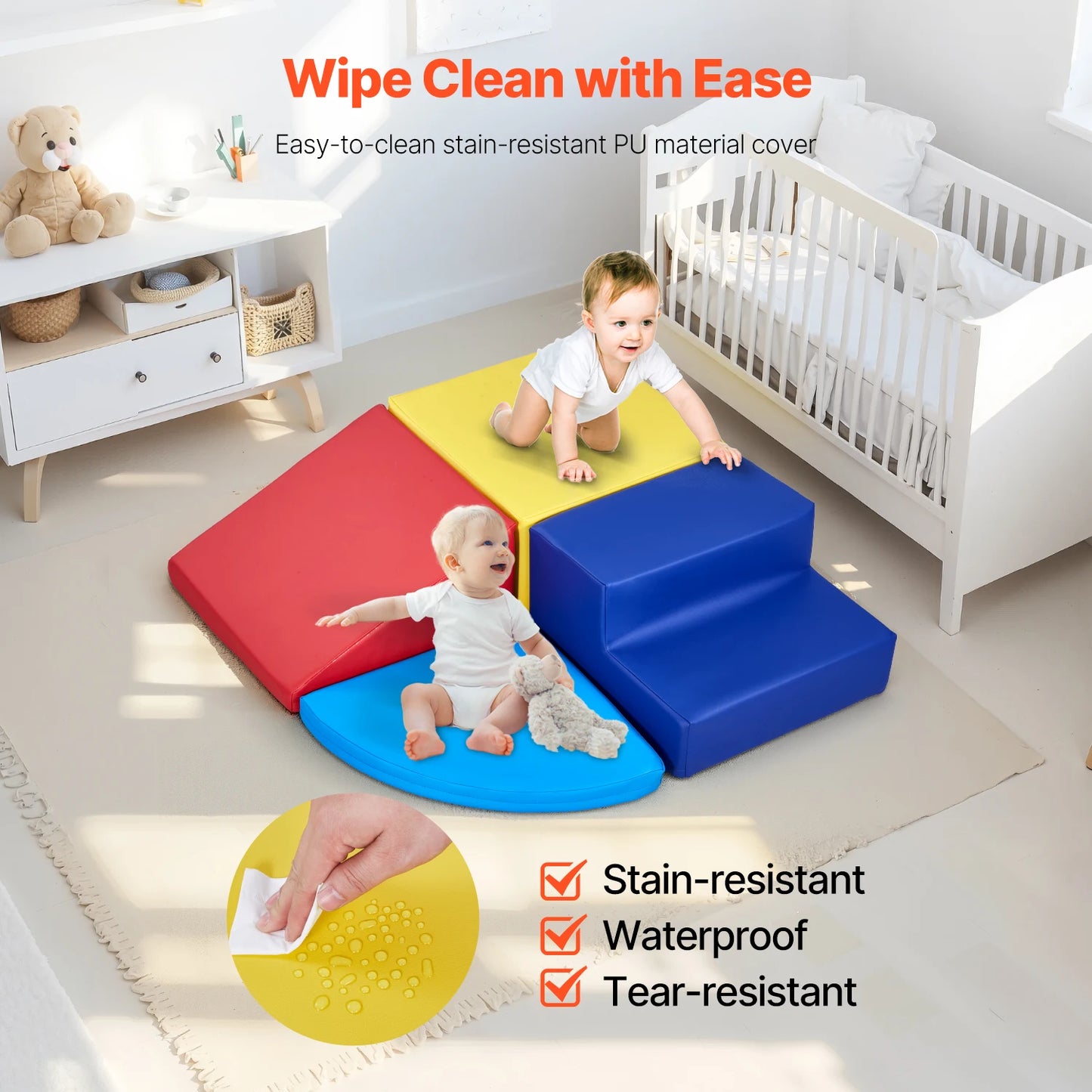 SucceBuy 4Pcs Kids Foam Climbing Blocks Indoor Playset