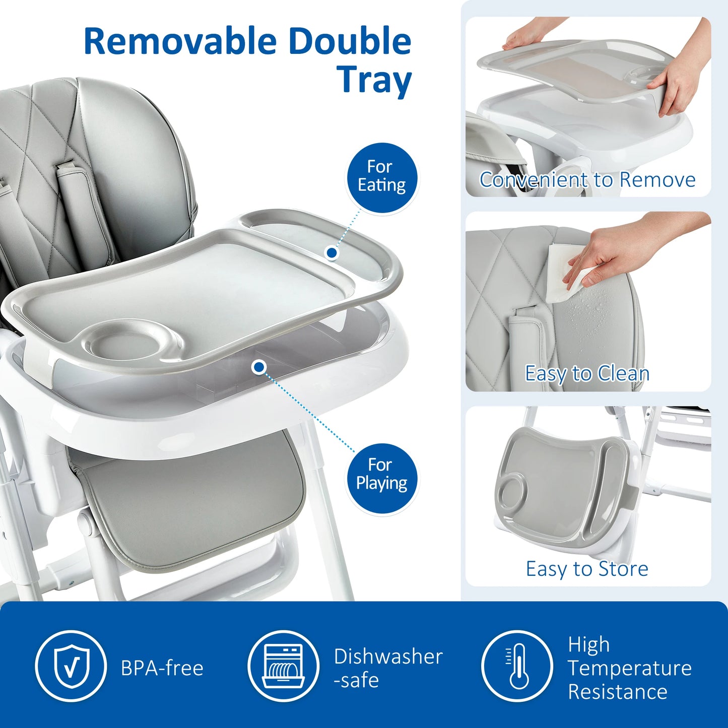Multifunctional Adjustable Baby High Chair With Foldable Design