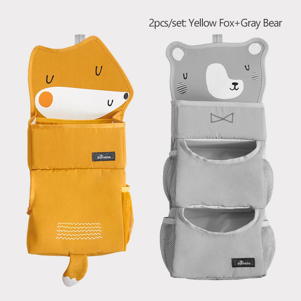 Sunveno Cartoon Baby Crib Hanging Storage Bag Multi Functional Organizer