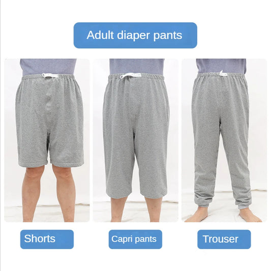 LEEDAMOO Adult Cloth Diaper Pants Three-Layer Leakproof Waterproof Breathable