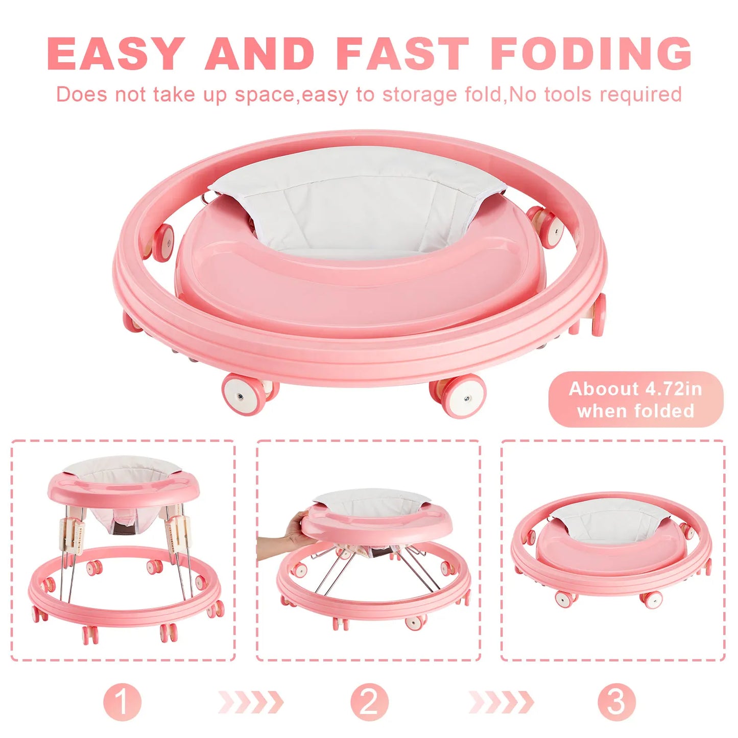 Baby Walker Foldable Anti Rollover with Brake Design