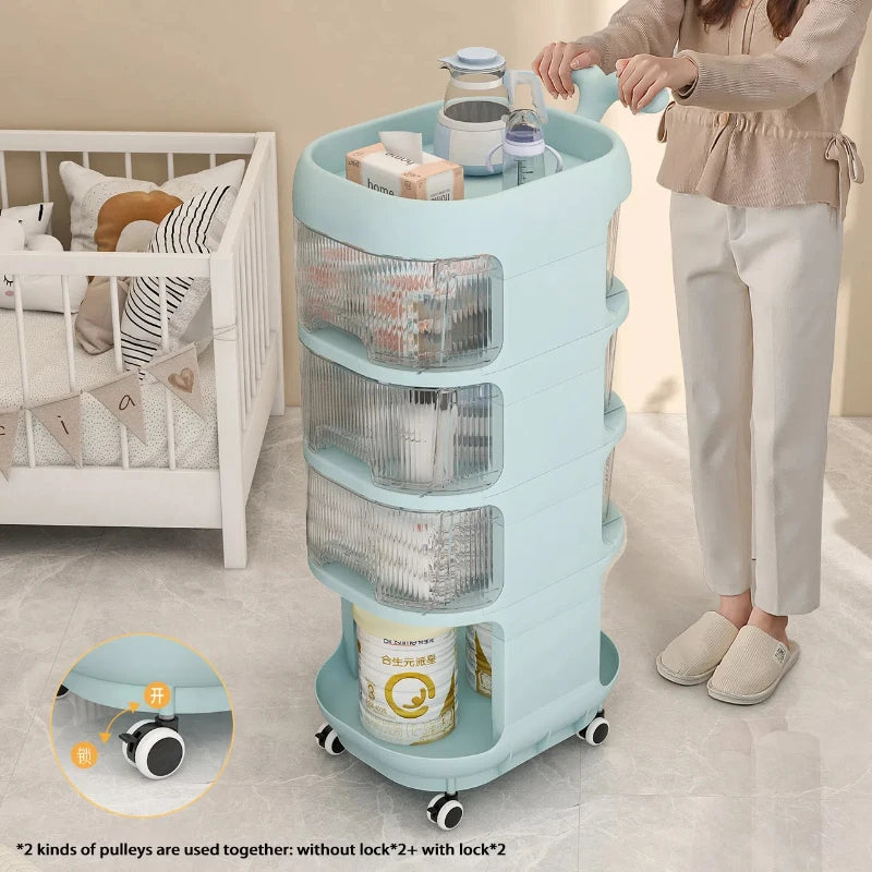 ORIO Hand Push Baby Storage Shelf Multi Layer Plastic Drawers