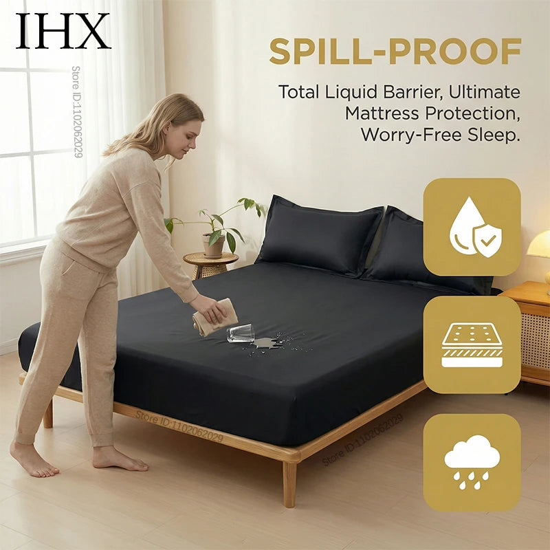 IHX Waterproof Flat Sheet Mattress Protector Anti Slip Ultra Soft