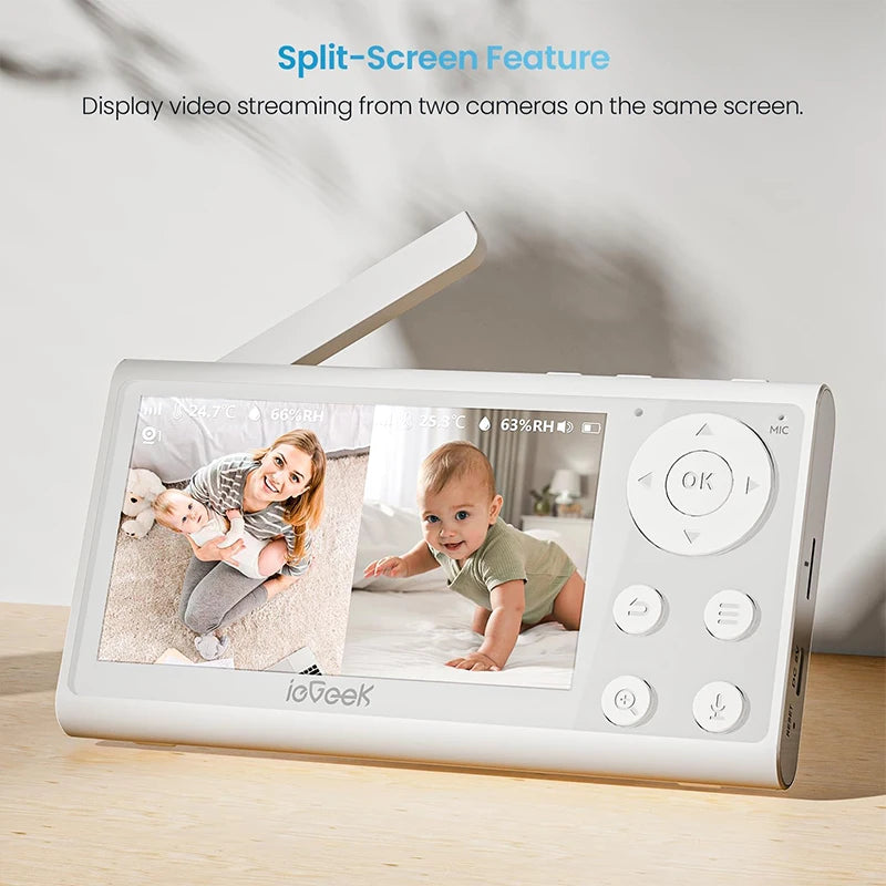 IEGEEK 1080P PTZ Indoor Baby Monitor With 4.3 Inch Screen