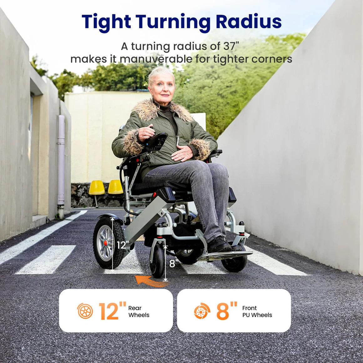 Maidesite Electric Folding Wheelchair for Adults, Lightweight Mobility
