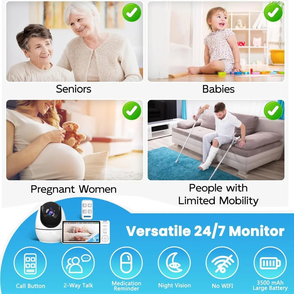 Kankeirr Elderly Monitor With Camera, Call Button And Two-Way Audio