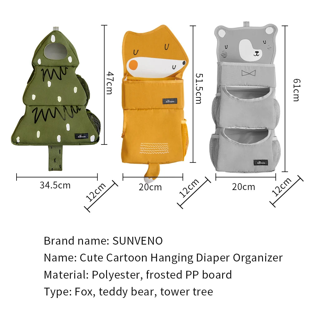 Sunveno Cartoon Baby Crib Hanging Storage Bag Multi Functional Organizer
