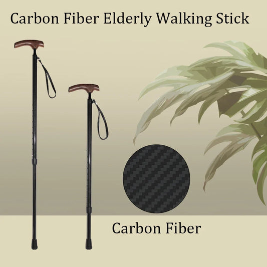 Carbon Fiber Cane Walking Stick With Adjustable Wenge Wood Handle