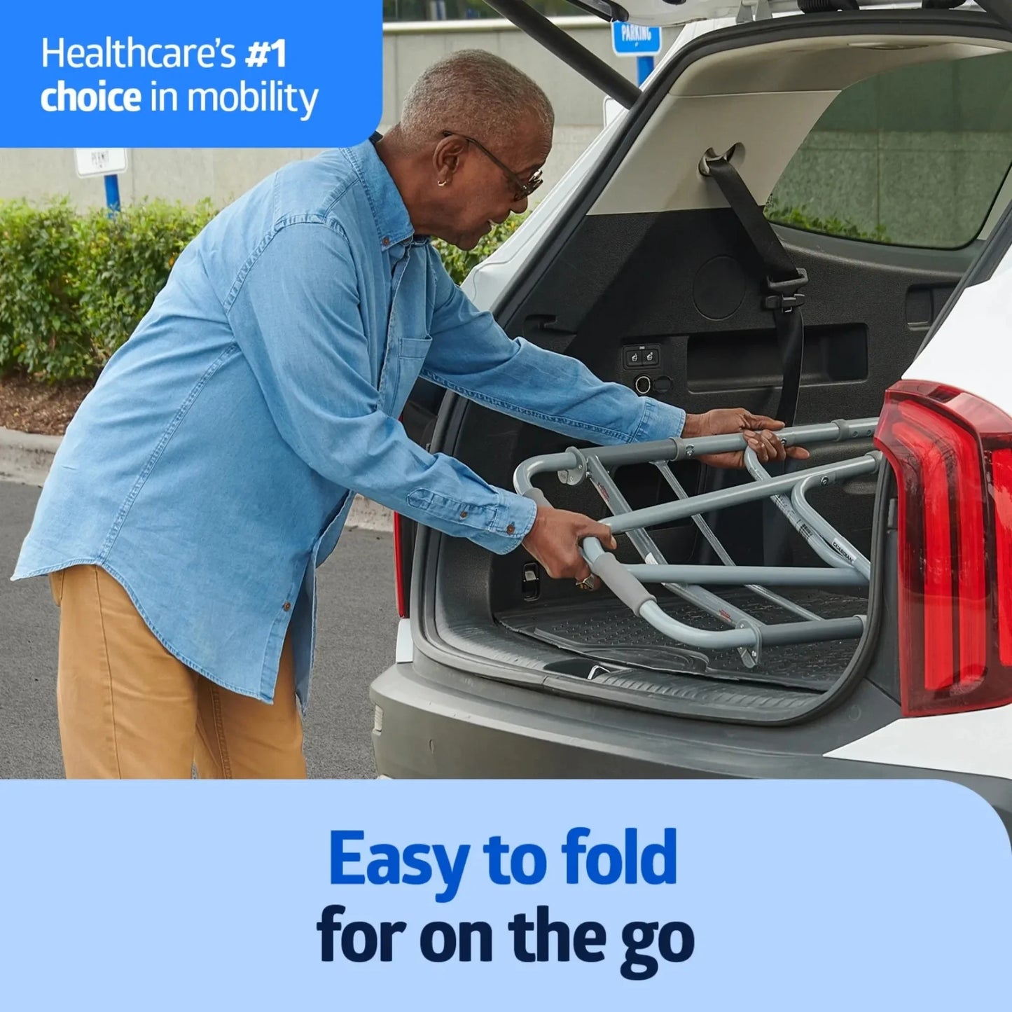 Lightweight Folding Walker For Adults With Steel Frame 400 Lb
