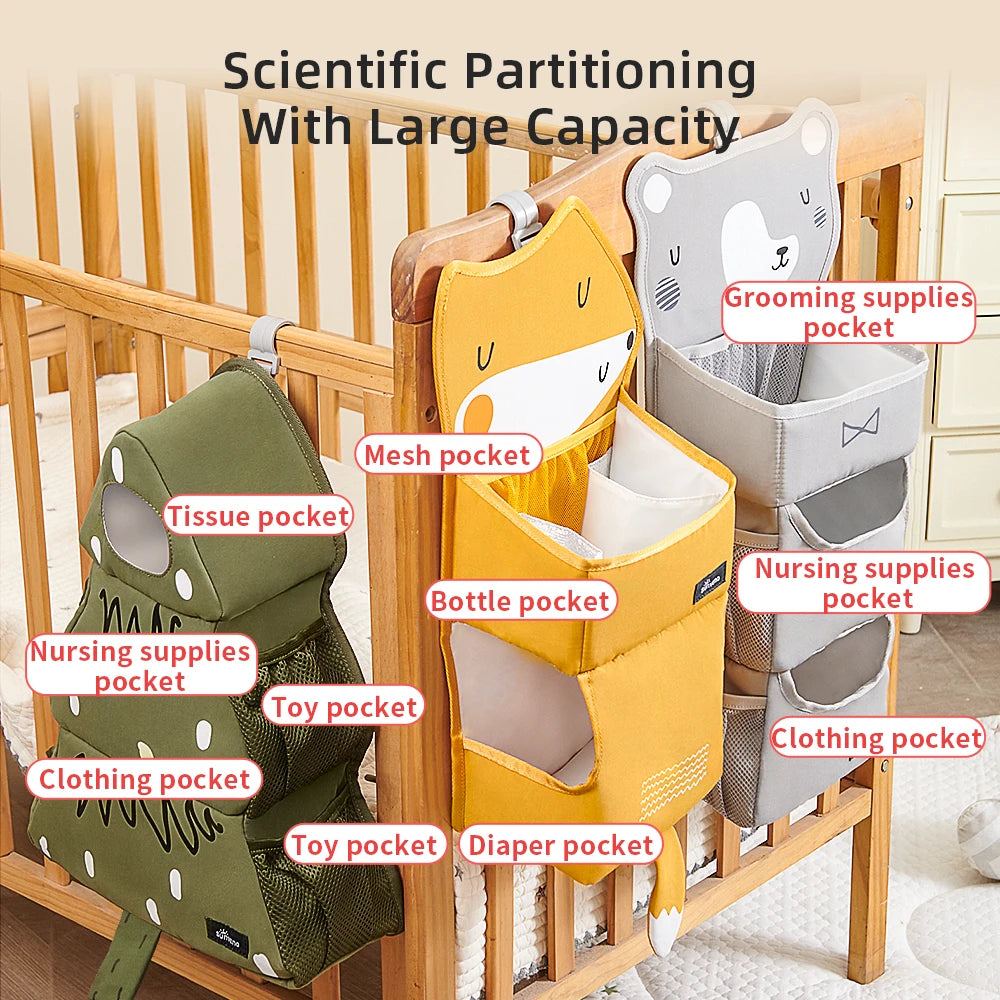 Sunveno Cartoon Baby Crib Hanging Storage Bag Multi Functional Organizer