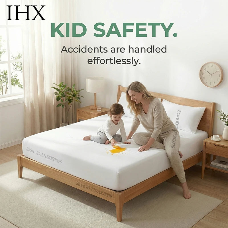 IHX Waterproof Flat Sheet Mattress Protector Anti Slip Ultra Soft