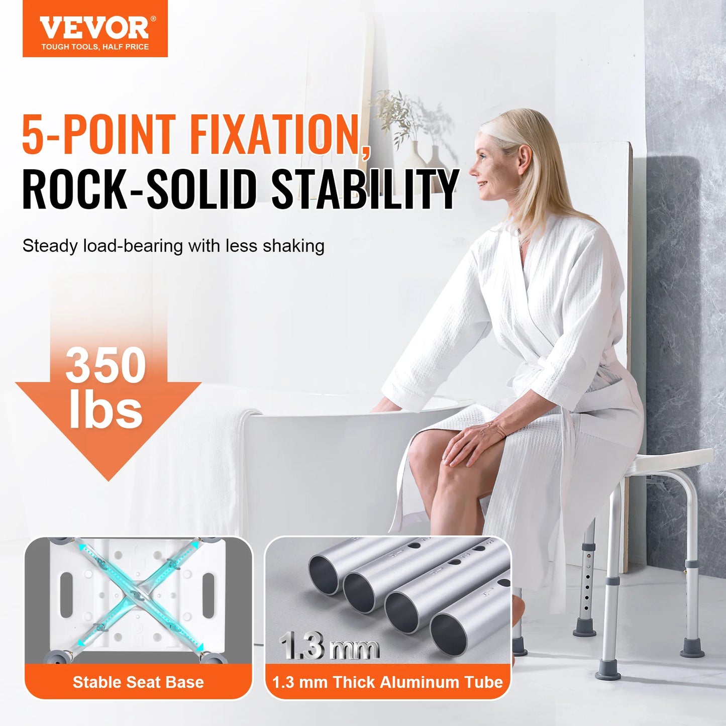 SucceBuy Adjustable Shower Chair With Built In Handles
