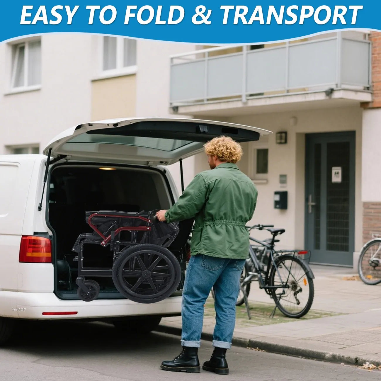 BROOBEY Lightweight Travel Wheelchair Foldable For Easy Storage Car Trunk