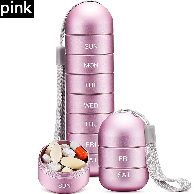NONECN Aluminum Portable 7 Day Medicine Box With Keychain