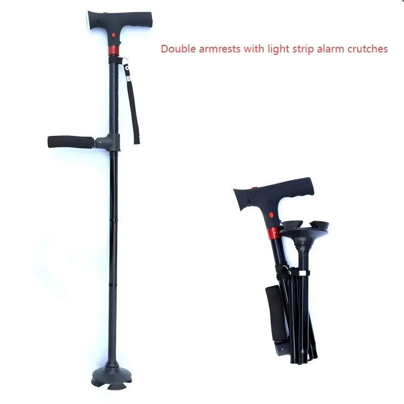 OIMG Collapsible Telescopic LED Alarm Walking Cane