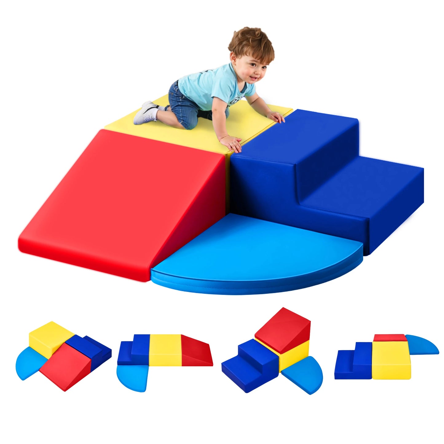SucceBuy 4Pcs Kids Foam Climbing Blocks Indoor Playset