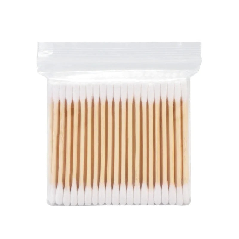 NONECN Double-Tipped Cotton Swabs Wooden Buds 100 Pcs