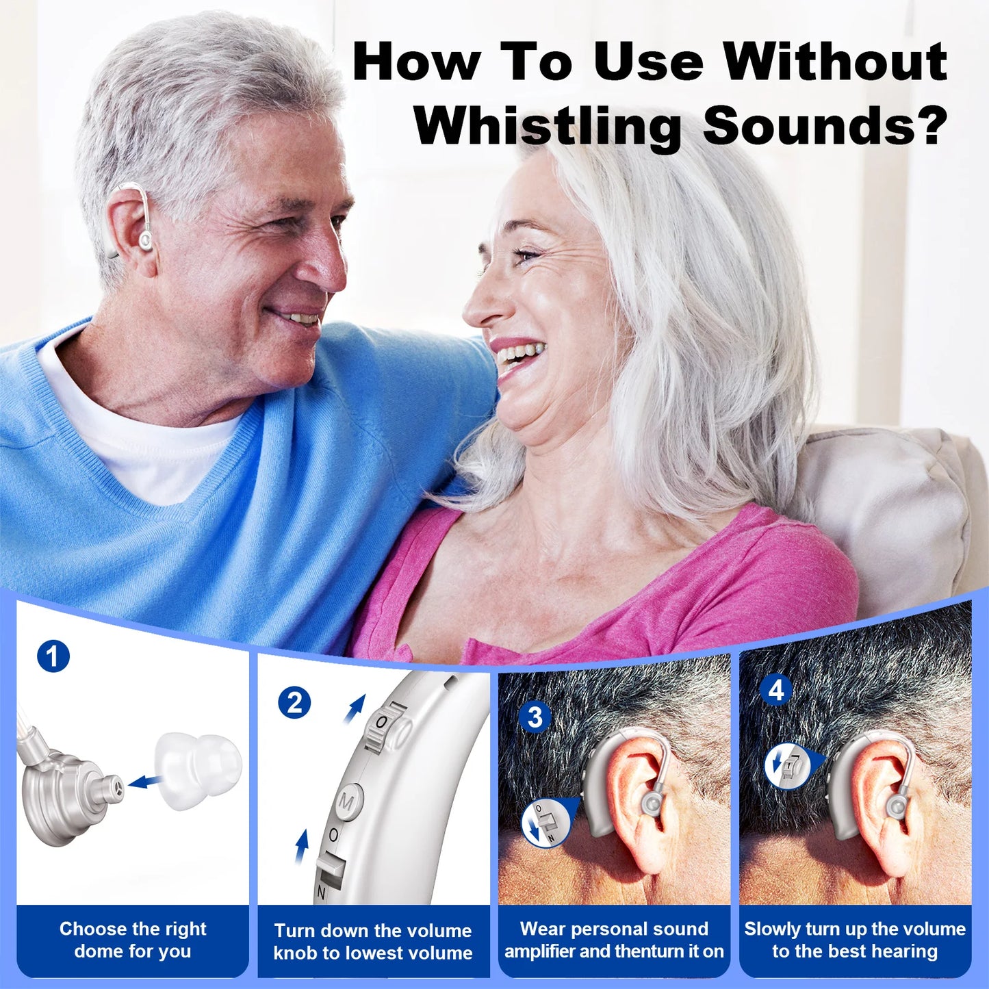 KFCOPTEE Invisible Hearing Aids Pair Volume Adjustable Rechargeable
