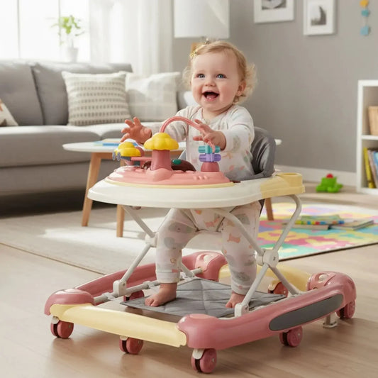 5-In-1 Foldable Baby Walker With Universal Wheels And Anti-Roll