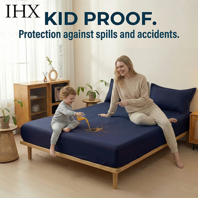 IHX Waterproof Flat Sheet Mattress Protector Anti Slip Ultra Soft
