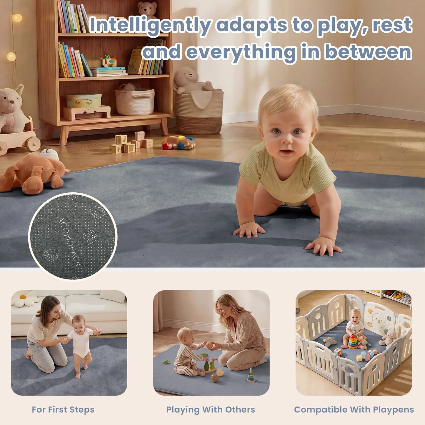 Huloo SleepCN Baby Play Mat Memory Foam For Tummy Time