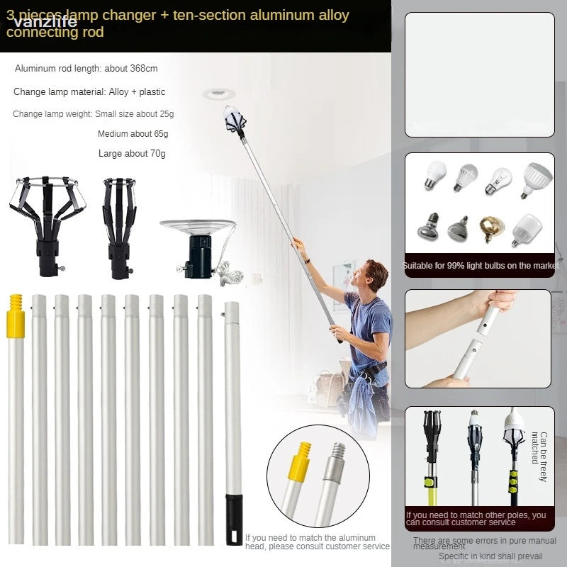 Telescopic Bulb Changing Rod Tool For Aerial Lamp Installation