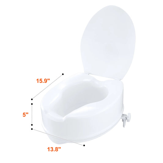 Raised Toilet Seat With Locking Screws For Elderly