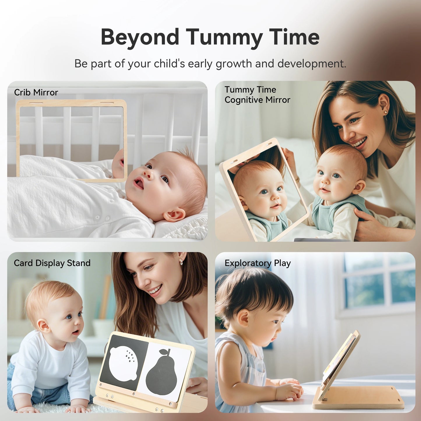 Montessori Baby Floor Mirror For Tummy Time Sensory Self-Awareness Toy
