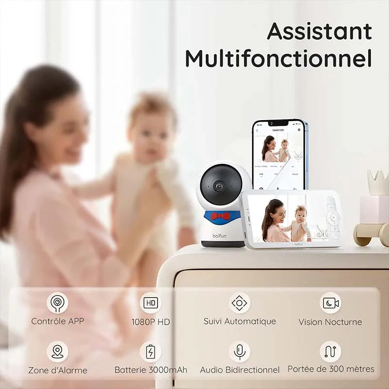 BOIFUN 1080P Baby Monitor Camera PTZ Auto Tracking Smartphone