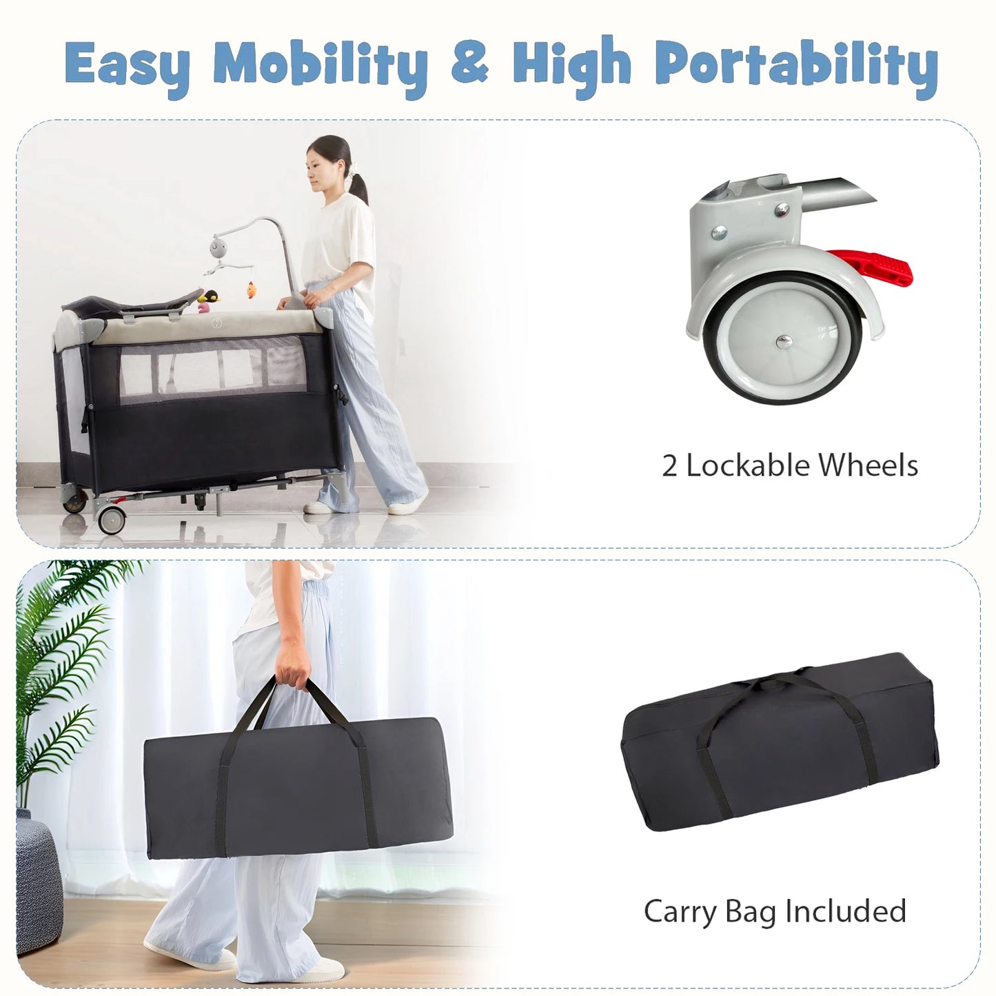Portable Pack N Play Playard With Bassinet And Changing Table