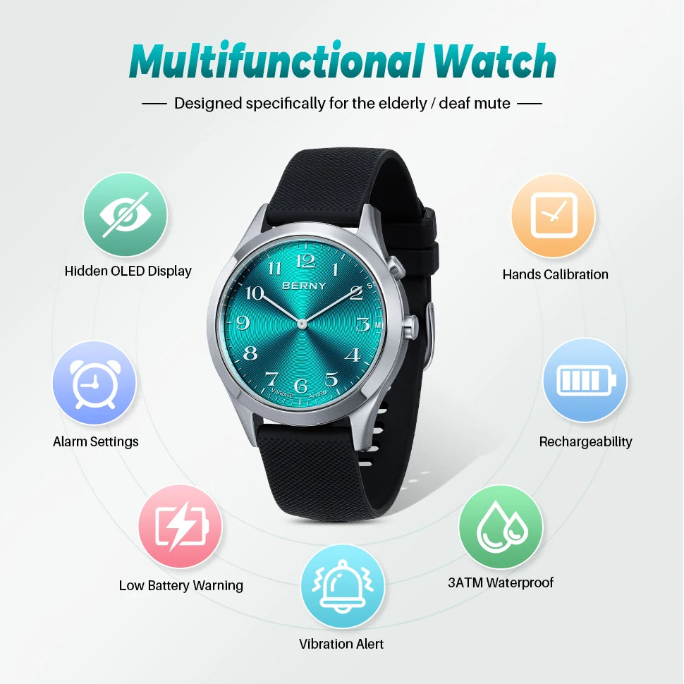 BERNY Analogue Vibrating Watch For Elderly Medication Reminder
