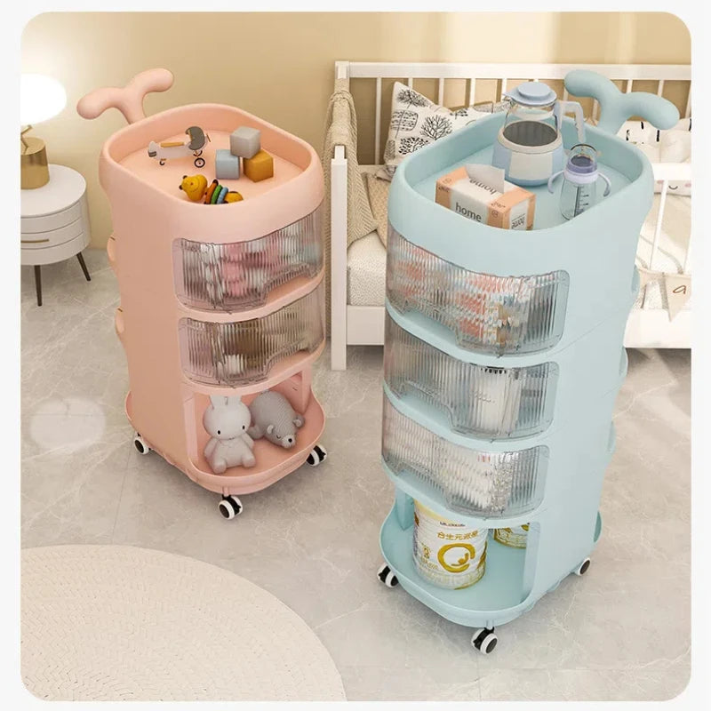 ORIO Hand Push Baby Storage Shelf Multi Layer Plastic Drawers