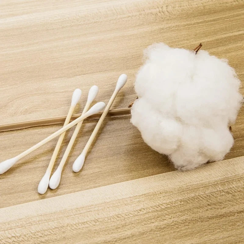 NONECN Double-Tipped Cotton Swabs Wooden Buds 100 Pcs