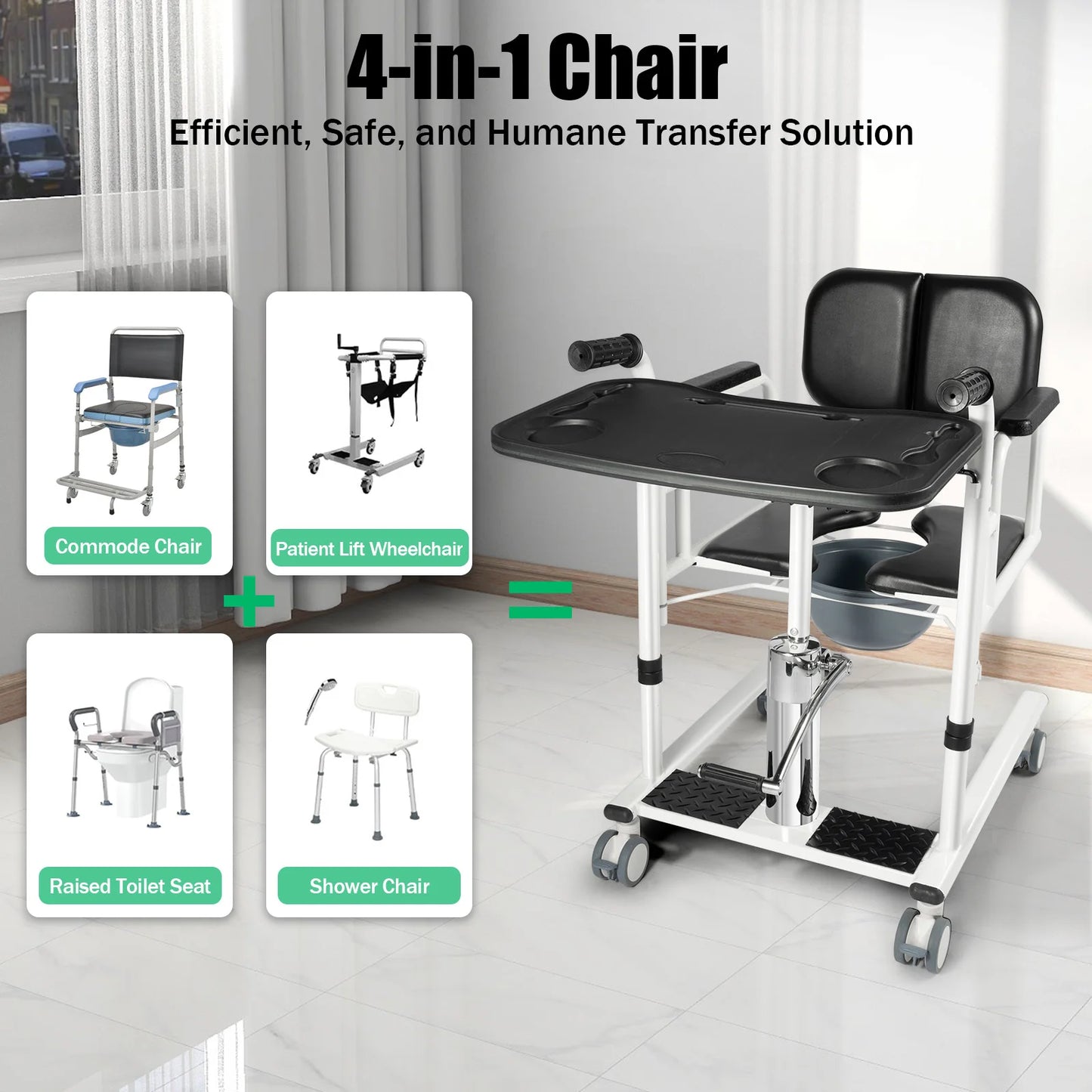 Bymaocar Hydraulic Patient Lift Bath Commode Transfer Chair