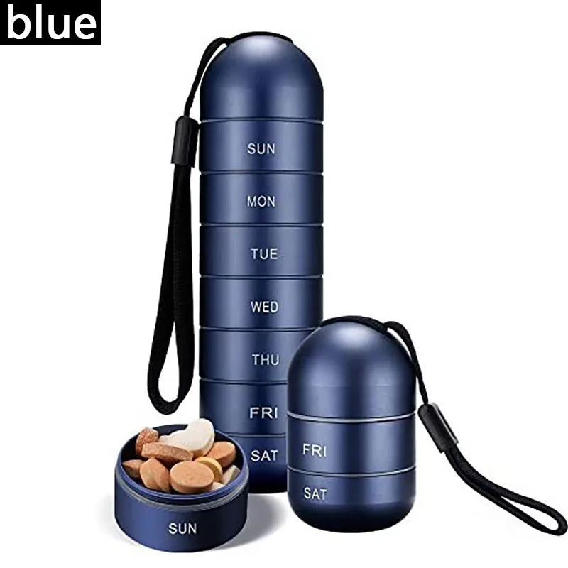 NONECN Aluminum Portable 7 Day Medicine Box With Keychain