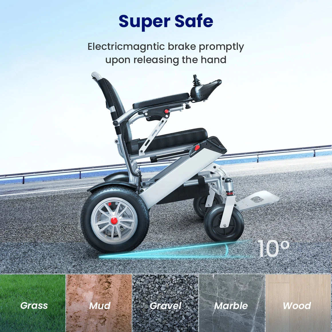 Maidesite Electric Folding Wheelchair for Adults, Lightweight Mobility