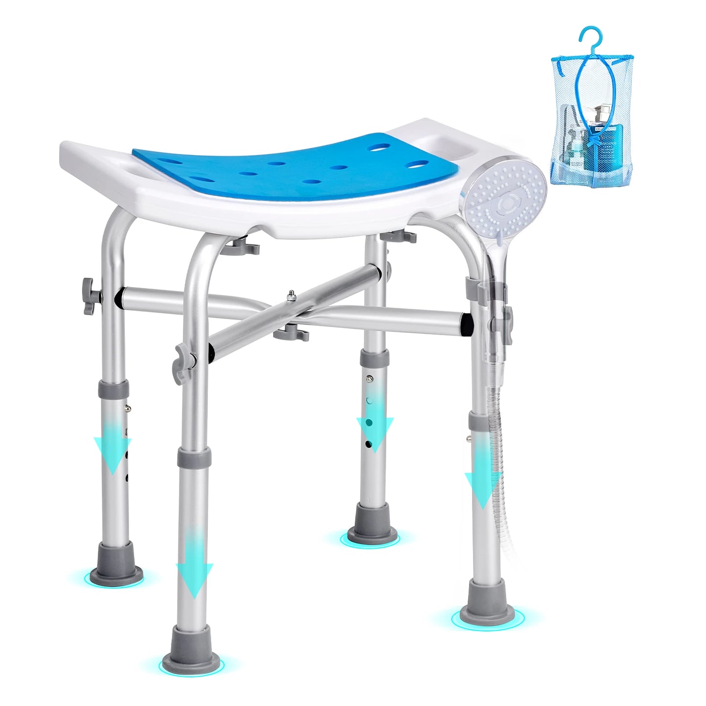 SucceBuy Adjustable Shower Chair With Built In Handles