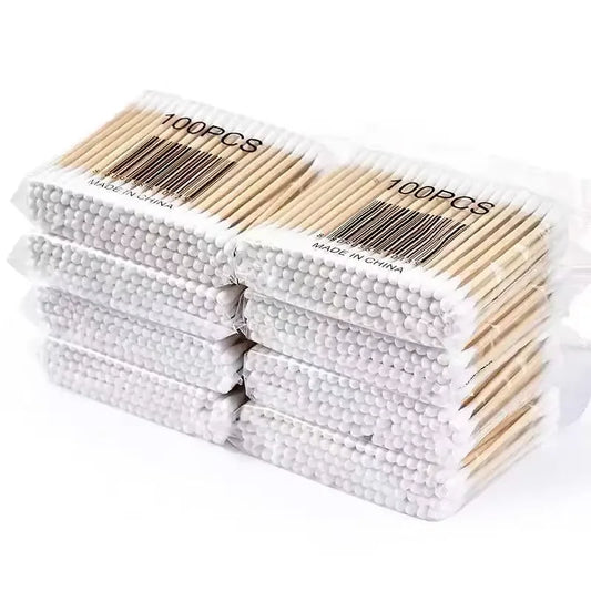 NONECN Double-Tipped Cotton Swabs Wooden Buds 100 Pcs